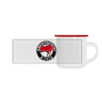 Antifaschistische Aktion - Panorama Emaille-Tasse - Weiß/Rot - Vorne