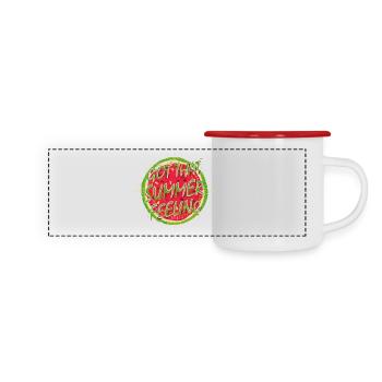 Summer Feeling (Melone) - Panorama Emaille-Tasse - Weiß/Rot - Vorne