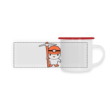Ente Bergmann Spitzhacke Helm Lampe Minenarbeiter - Panorama Emaille-Tasse - Weiß/Rot - Vorne