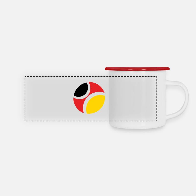 DL1 - Panorama Emaille-Tasse - Weiß/Rot