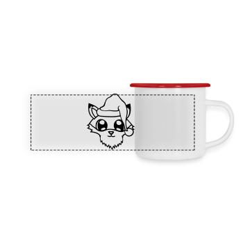 Fuchs Rotfuchs Weihnachtsmann Weihnachten Geschenk - Panorama Emaille-Tasse - Weiß/Rot - Vorne