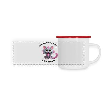 Regarde-moi dans les yeux petit monstre félin - Mug panoramique émaillé - blanc/rouge - Devant