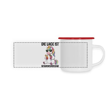 Die Lage Ist Besäufniserregend - Panorama Emaille-Tasse - Weiß/Rot - Vorne