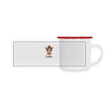 Mouton – dessin humoristique de mouton pour - Mug panoramique émaillé - blanc/rouge - Devant