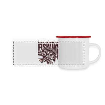 Fishing Skull – Poisson squelette pour les fans inconditionnels - Mug panoramique émaillé - blanc/rouge - Devant