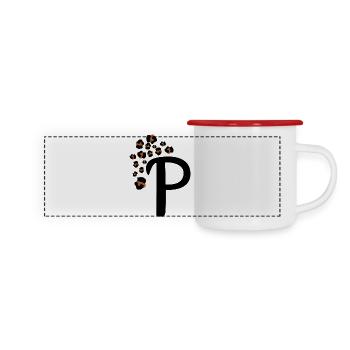 Lettre p motifs léopard - Mug panoramique émaillé - blanc/rouge - Devant