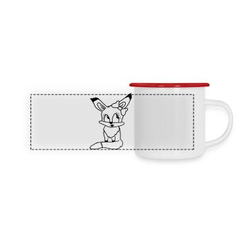 renard femelle fille jolie arc femme belle - Mug panoramique émaillé - blanc/rouge - Devant