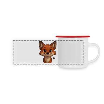 Happy Fox – clever & charmant - Panorama Emaille-Tasse - Weiß/Rot - Vorne