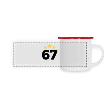 67 ans étoile - cadeau 67e anniversaire - Mug panoramique émaillé - blanc/rouge - Devant