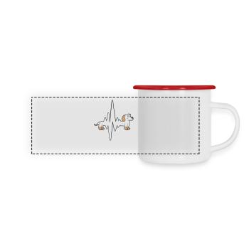 chien long teckel pouls fréquence cardiaque drôle - Mug panoramique émaillé - blanc/rouge - Devant