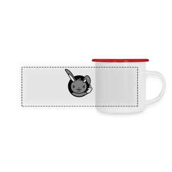 Lapin Majeur Montrer Méchant Coquin Insultant - Mug panoramique émaillé - blanc/rouge - Devant