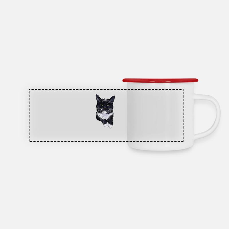 Smoking Chat Félix - Mug panoramique émaillé - blanc/rouge