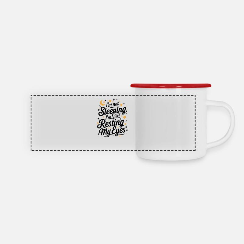 Resting My Eyes - Panoramic Camper Mug - white/red