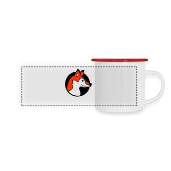 Fuchs Loch Rotfuchs Wild Tier Guckt Gesicht Kopf - Panorama Emaille-Tasse - Weiß/Rot - Vorne