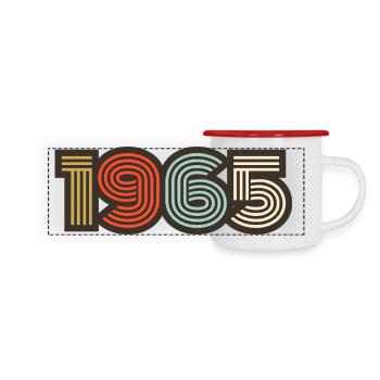 1965 rétro vintage - Mug panoramique émaillé - blanc/rouge - Devant