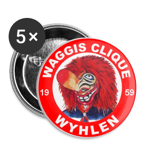 Waggis Logo 1 2 Logo 2000er voll bunt - Buttons klein 25 mm (5er Pack)