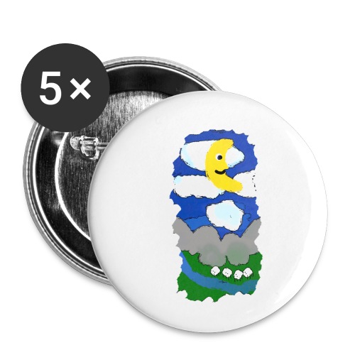 smiling moon and funny sheep - Buttons small 1''/25 mm (5-pack)