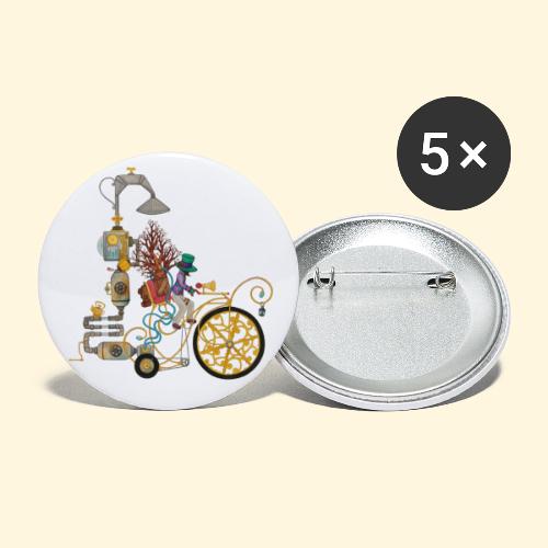 En vélo Steampunk - Lot de 5 petits badges (25 mm)