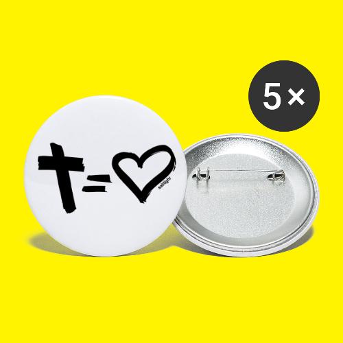 Cross = Heart BLACK - Buttons small 1''/25 mm (5-pack)