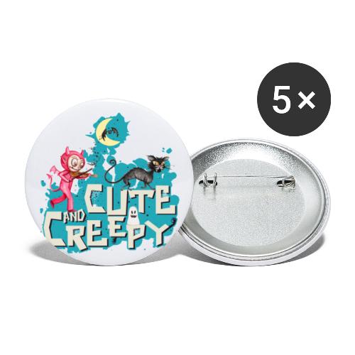 Cute and creepy Teufelchen mit Katze Halloween - Buttons klein 25 mm (5er Pack)