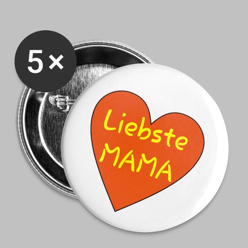 Liebste Mama - Auf Herz ♥ - Buttons klein 25 mm (5er Pack)