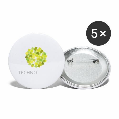 Techno World - Buttons klein 25 mm (5er Pack)