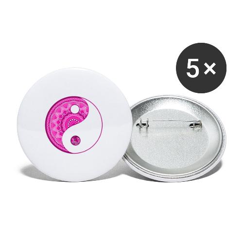 Mandala YinYang Pink MaitriYoga - Lot de 5 petits badges (25 mm)