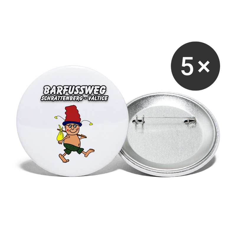 Barfussweg mit Logo - Buttons klein 25 mm (5er Pack)