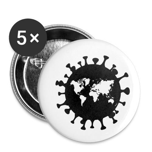 corona virus goes around and attacks the world - Buttons klein 25 mm (5er Pack)