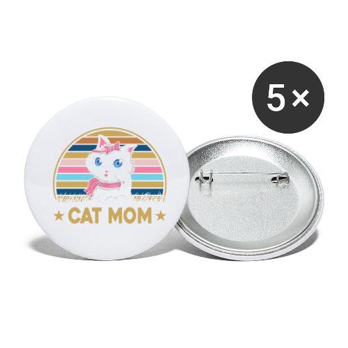 CAT MOM - Lot de 5 petits badges (25 mm)