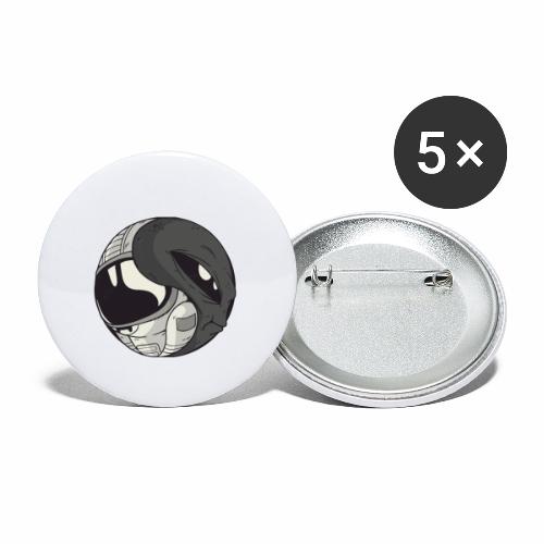 Yin Yang space Alien und Astronaut - Buttons klein 25 mm (5er Pack)