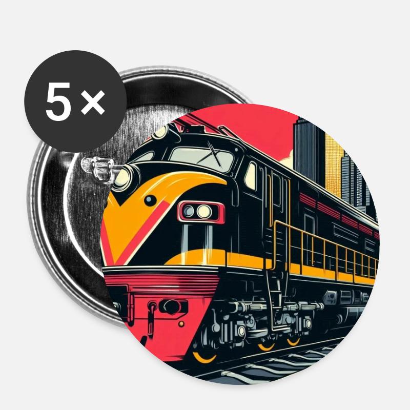 Train 1 4 - Lot de 5 petits badges (25 mm) - blanc