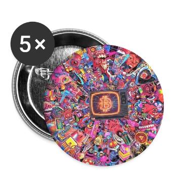 Bitcoin Bazooka - PopArt 4 - Lot de 5 petits badges (25 mm) - blanc - Devant