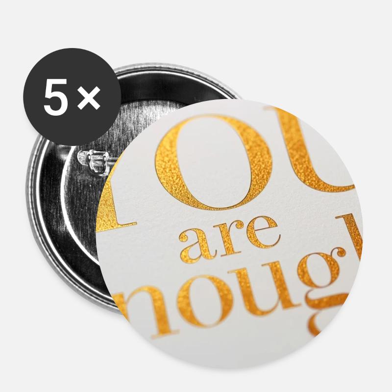 Motivational Gold Foil Text Print - Buttons small 1''/25 mm (5-pack) - white