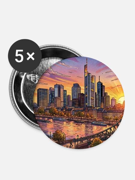 Mainmetropole - Buttons klein 25 mm (5er Pack) - Weiß