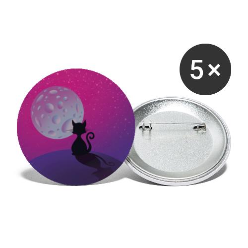Katze und der Mond - Buttons klein 25 mm (5er Pack)