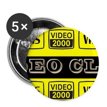 VIDEO-CLUB / VHS - V2000  - Lot de 5 petits badges (25 mm) - blanc - Devant