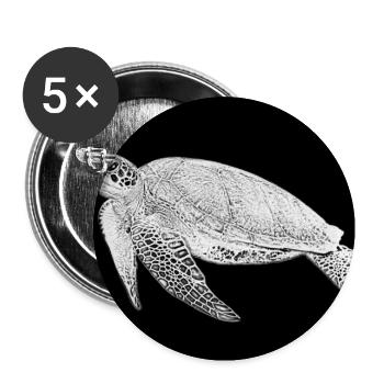 Schildkröte - Buttons klein 25 mm (5er Pack) - Weiß - Vorne