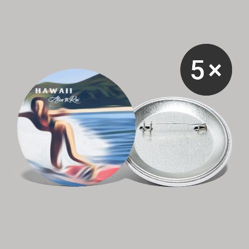La surfeuse d'Ohau Hawaii , badges et dérivés - Lot de 5 petits badges (25 mm)