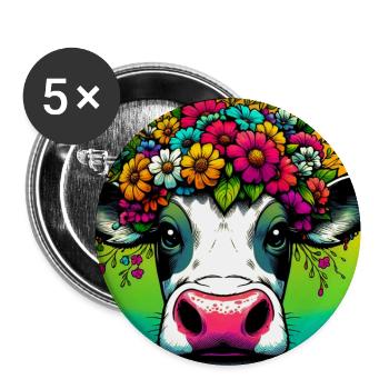 Kuh - Buttons klein 25 mm (5er Pack) - Weiß - Vorne