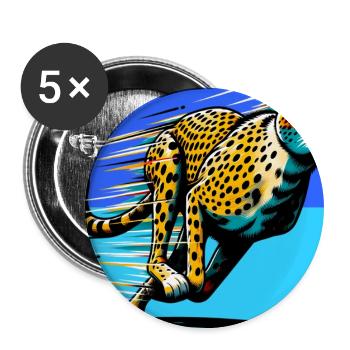guépard - Lot de 5 petits badges (25 mm) - blanc - Devant