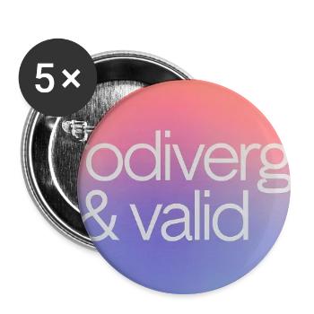 Neurodivergent & valide - Lot de 5 petits badges (25 mm) - blanc - Devant