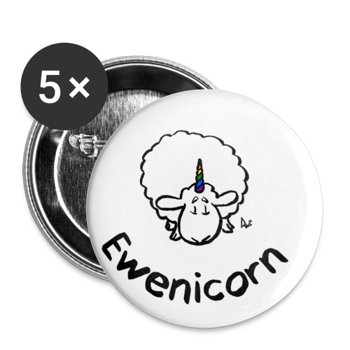 Ewenicorn - det är ett regnbågens enhörningsfår! (Text) - Små knappar 25 mm (5-pack)