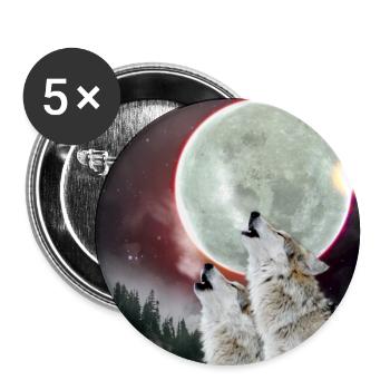 Wolves Howling Moon Eclipse Wolf Art - Buttons small 1''/25 mm (5-pack) - white - Front