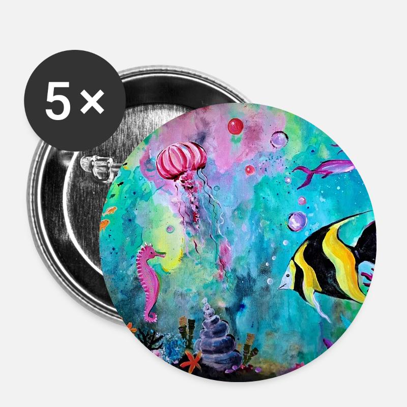 Korallenriff - Buttons klein 25 mm (5er Pack) - Weiß