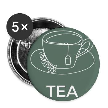 Tee Tasse Linienzeichnung - Buttons klein 25 mm (5er Pack) - Weiß - Vorne