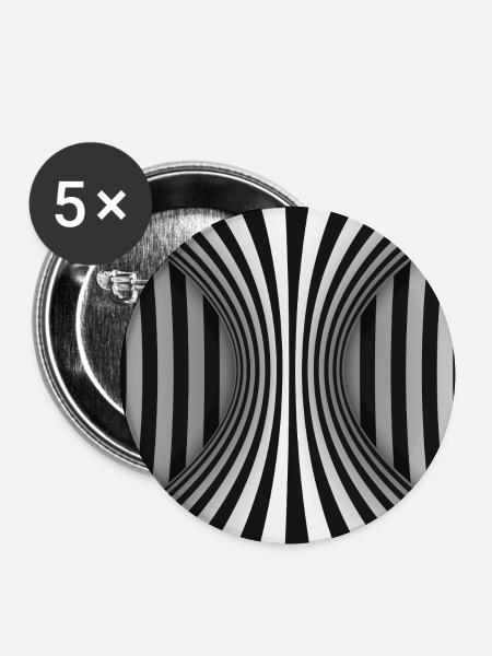 Optischer gestreifter Tunnel - Buttons klein 25 mm (5er Pack) - Weiß