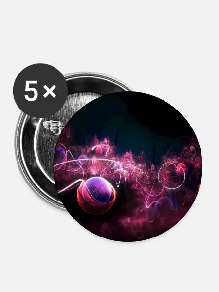 Neon-Basketball - Buttons klein 25 mm (5er Pack) - Weiß