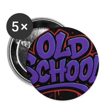 Old School Graffiti Lettering - Buttons small 1''/25 mm (5-pack) - white - Front