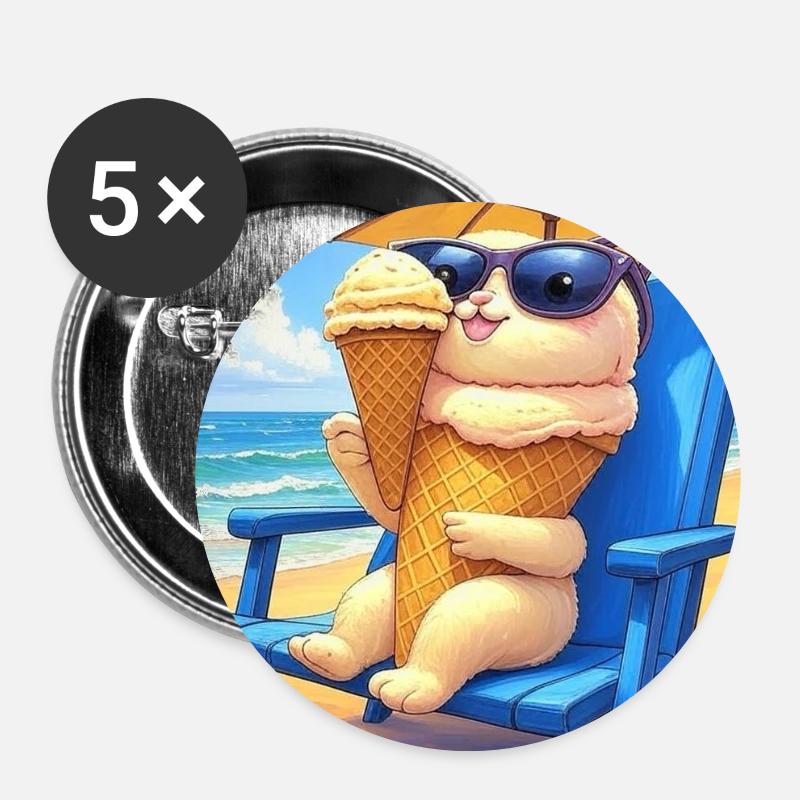 Strand Bunny Eiscreme Sonnenbrille - Buttons small 1''/25 mm (5-pack) - white